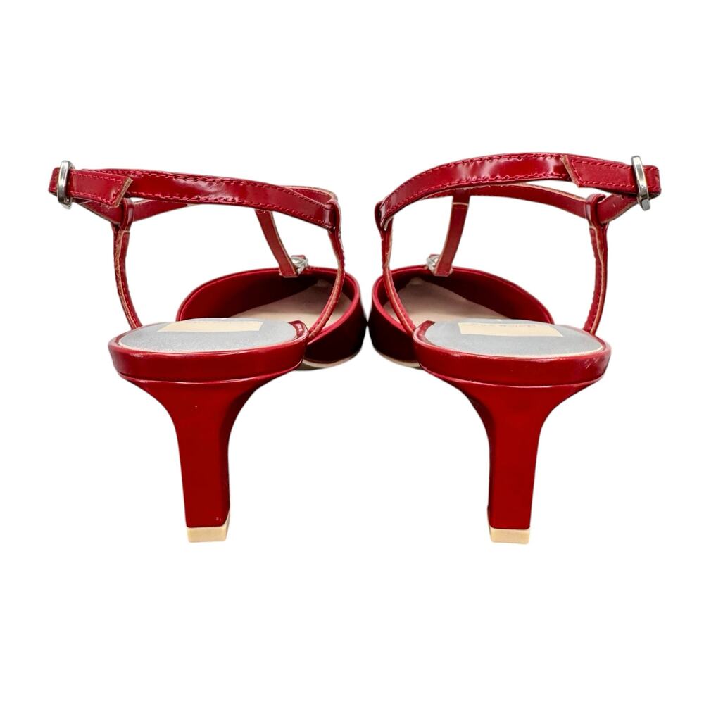 Dolce Vita Red Pointed T-Strap Low Heel Pumps - Picture 5 of 10